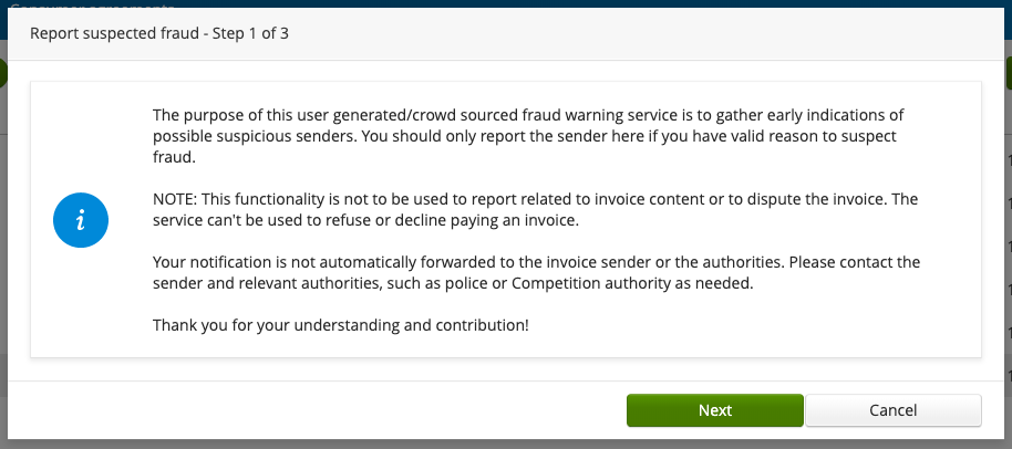Fraud report information text